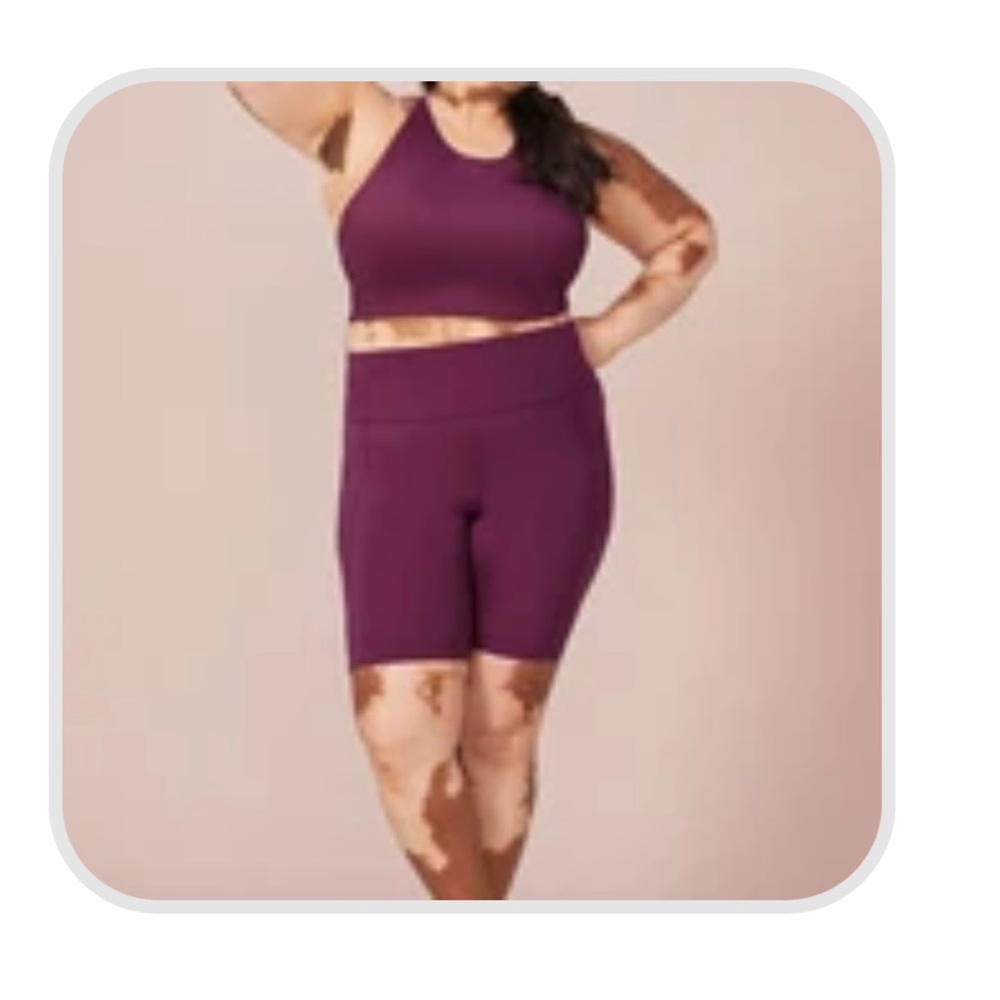 Girlfriend Collective plum bike shorts